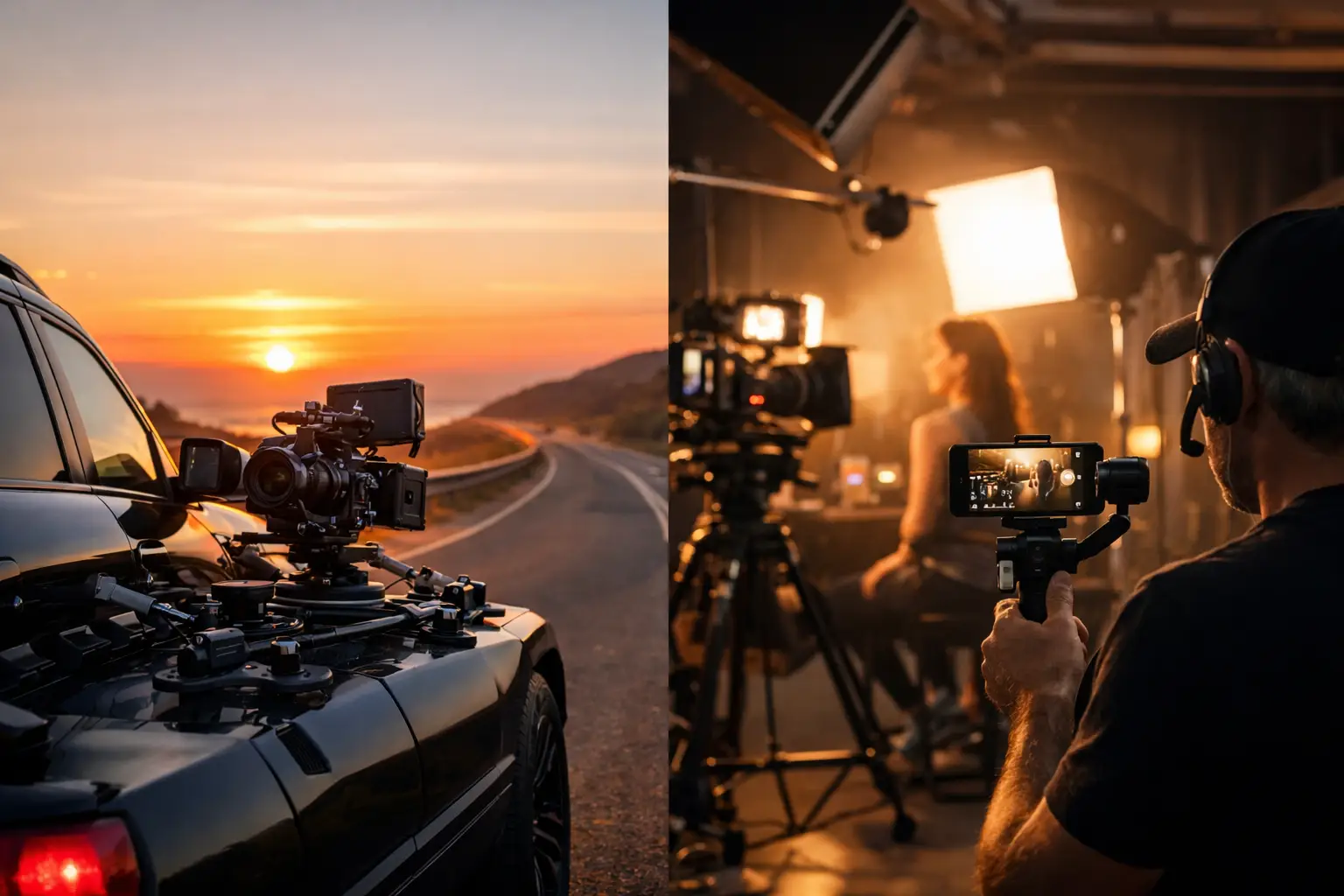 Tournage mobile sécurisé sur route et plateau