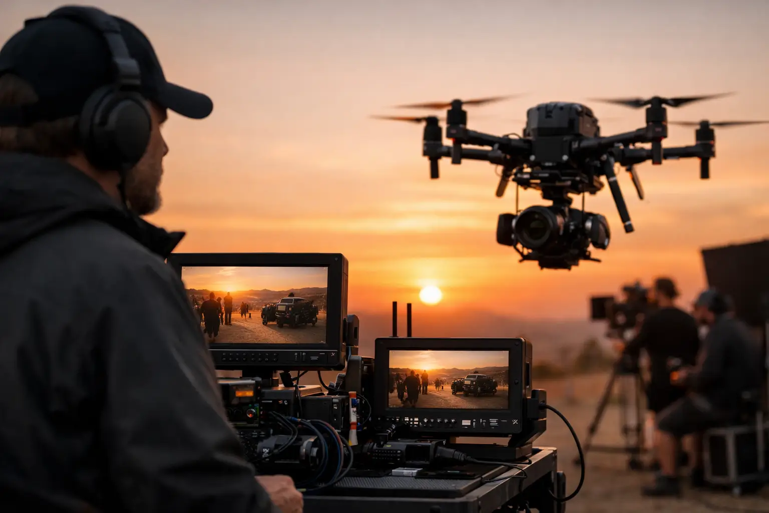 Guide liaison vidéo drone cinéma pour le plateau