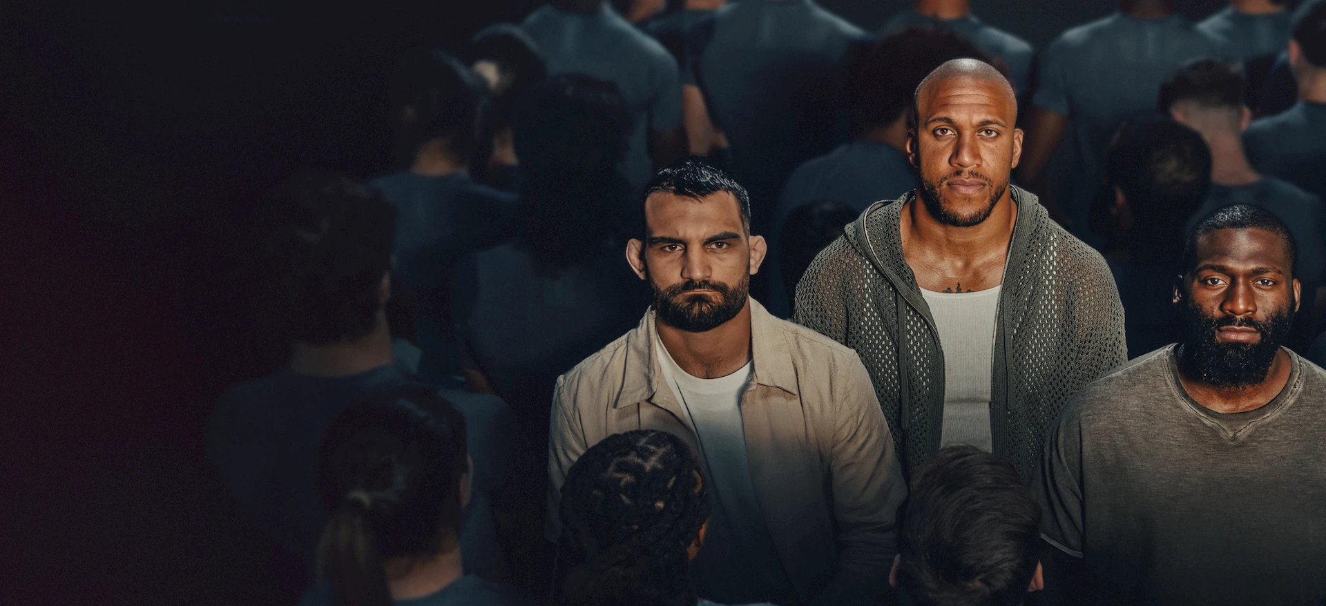 Three fighters on the promotional image for L’Arène