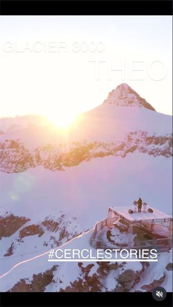 Snow-covered Glacier 3000 peaks in low sunlight, from Teho’s live session