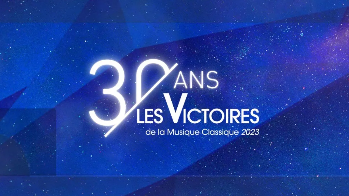 Blue promotional image marking 30 years of the Victoires de la musique classique